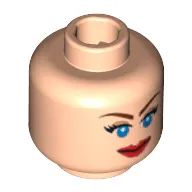 Minifig Head Elsa Schneider, Dual Sided, Blue Eyes Scared / Smiling Print [Blocked Open Stud]