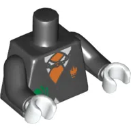 Torso Suit with Orange Tie and Cash in Pocket, Agents Villain Logo / Dollar Sign on Back Print, Black Arms, White Hands