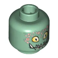 Minifig Head Slizer, Yellow Eyes, Pointed Teeth and Bubbles Print [Blocked Open Stud]