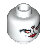 Minifig Head Skull Twin, Dual Sided, Eyebrows, Open Mouth and Two Red Eyes / Three Red Eyes Print [Blocked Open Stud]
