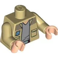 Torso Shirt Open with Pockets and Gray T-Shirt Print (Captain Antilles), Tan Arms, Light Nougat Hands