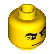 Minifig Head Ninja, Thick Eyebrows with Crow's Feet Wrinkles and White Pupils Print [Blocked Open Stud]