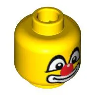 Minifig Head Clown, Big Eyes with White Pupils, Red Nose and Large White Mouth Print