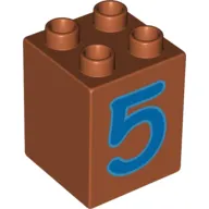 Duplo Brick 2 x 2 x 2 with Blue No. 5 Print