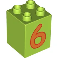Duplo Brick 2 x 2 x 2 with Orange '6' Print