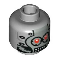 Minifig Head Robot, Silver Faceplate, Red Eyes and Rectangular Grid Mouth [Blocked Open Stud]