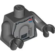 Torso Armor, Light Bluish Gray Chestplate with Rank Badge Print (Hoth Imperial Officer) Print, Dark Bluish Gray Arms, Black Hands