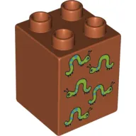 Duplo Brick 2 x 2 x 2 with Five Worms Print