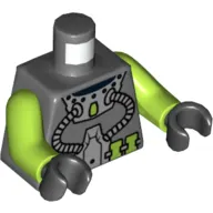 Torso Diver Suit with Two Hoses Print, Lime Arms, Black Hands