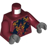 Torso with Black and Bright Light Orange Splotches (Squid) Print, Dark Red Arms, Dark Bluish Gray Hands