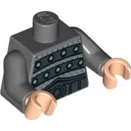 Torso Armor, Chainmail with Plates with Rivets, Large Belt on Front and Back Print, Dark Bluish Gray Arms, Light Nougat Hands