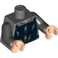 Torso Armor Vest with Silver and Dark Blue Print, Black Arms, Light Nougat Hands