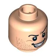 Minifig Head Jockey / Tamah, Beard Stubble, Arched Eyebrow, Bared Teeth Print [Blocked Open Stud]