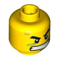 Minifig Head REX-treme, Red Scars, Scowl / Determined Print [Blocked Open Stud]