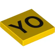 Tile 2 x 2 with Black 'YO' Print