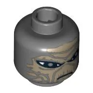 Minifig Head Shahan Alama, Large Thin Eyes, Tan Skin Print [Blocked Open Stud]