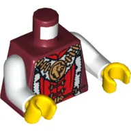 Torso Lion Head Medallion and Fur Trim Print, White Arms, Yellow Hands