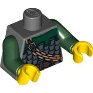 Torso Scale Mail, Dark Green Collar, Chain and Belt Front and Back Print /, Dark Green Arms, Yellow Hands