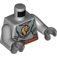 Torso Armor Breastplate with Gold Lion Head, Belt Front and Back Print, Light Bluish Gray Arms, Dark Bluish Gray Hands