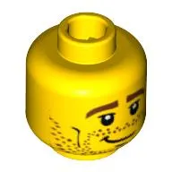 Minifig Head Surfer, Brown Stubble, Brown Eyebrows, Crooked Smile and Cheek Lines Print [Blocked Open Stud]