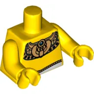 Torso Ancient Egyptian Golden Necklace and White Belt Print, Yellow Arms and Hands