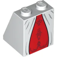 Brick Sloped 65° 2 x 2 x 2 with Bottom Tube with Red Inset Skirt Print