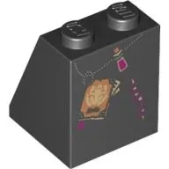 Brick Sloped 65° 2 x 2 x 2 with Bottom Tube and Frog Spells Book, Potion, and Mended Tear Print (Witch)