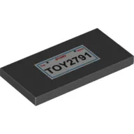 Tile 2 x 4 with White License Plate with 'TOY2791' Print