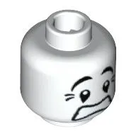Minifig Head Mime, Scared Look, Black Eyes with White Pupils Print [Blocked Open Stud]
