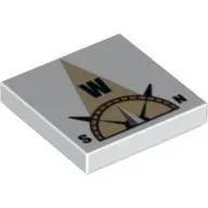 Tile 2 x 2 with Compass West 'W' in Tan Pointer Print
