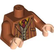 Torso Pinstriped Suit Jacket, Dark Tan Vest and Red Tie Print, Dark Orange Arms, Light Nougat Hands