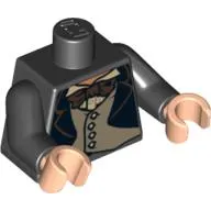 Torso Jacket Formal with 4 Button Vest and Brown Bow Tie Print, Black Arms, Light Nougat Hands