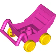 Duplo Pram (Baby Carriage, Stroller) with Yellow Wheels - Complete Assembly