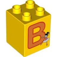 Duplo Brick 2 x 2 x 2 with 'B' and Ballerina Print