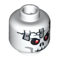 Minifig Head Frakjaw, Cracked Skull with Metal Plates Print [Blocked Open Stud]