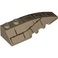 Brick Wedged, Curved 6 x 2 Right with Bricks and Hieroglyphs Print