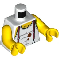 Torso Tank Top with Suspenders, Mud and Hairy Chest Print, Yellow Arms and Hands