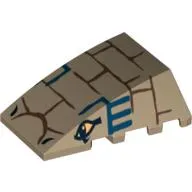 Brick Wedged, Curved 4 x 4 No Top Studs with Bricks, Blue Lines and 2 Eyes Print (Cobra Head)