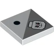 Tile 2 x 2 with 1 Black Dot and Light Bluish Gray Triangle with Skeleton Head Print