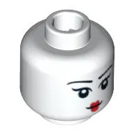 Minifig Head Kimono Girl, Thin Eyebrows, Red Small Lips, White Pupils Print
