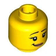 Minifig Head Surfer Girl, Crooked Smile, Pale Nougat Lipstick, Eyelashes, White Pupils Print