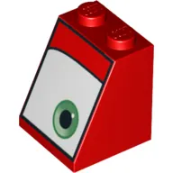 Brick Sloped 65° 2 x 2 x 2 with Bottom Tube and Eye, Green, Right Print (Mack)