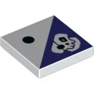 Tile 2 x 2 with 1 Black Dot and Dark Purple Triangle with Skeleton Head Print