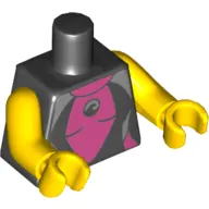 Torso Wetsuit with Dark Pink Panel Print, Yellow Arms and Hands