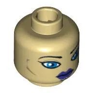 Minifig Head Luminara Unduli, Dual Sided, Purple Lips and Large Blue Eyes / Protective Eye Mask Print [Blocked Open Stud]