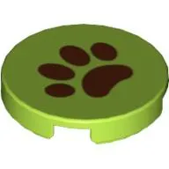 Tile Round 2 x 2 with Brown Paw Print