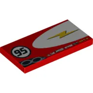 Tile 2 x 4 with Lightning Bolt in Half Ellipse and '95' Print Model Right Side