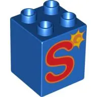 Duplo Brick 2 x 2 x 2 with 'S' and Sun Print