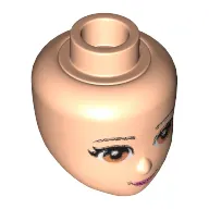 Minidoll Head with Light Brown Eyes, Pink Lips and Closed Mouth Print