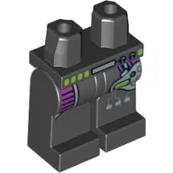 Hips and Black Legs with Purple Leg Protection and Silver Machinery Print